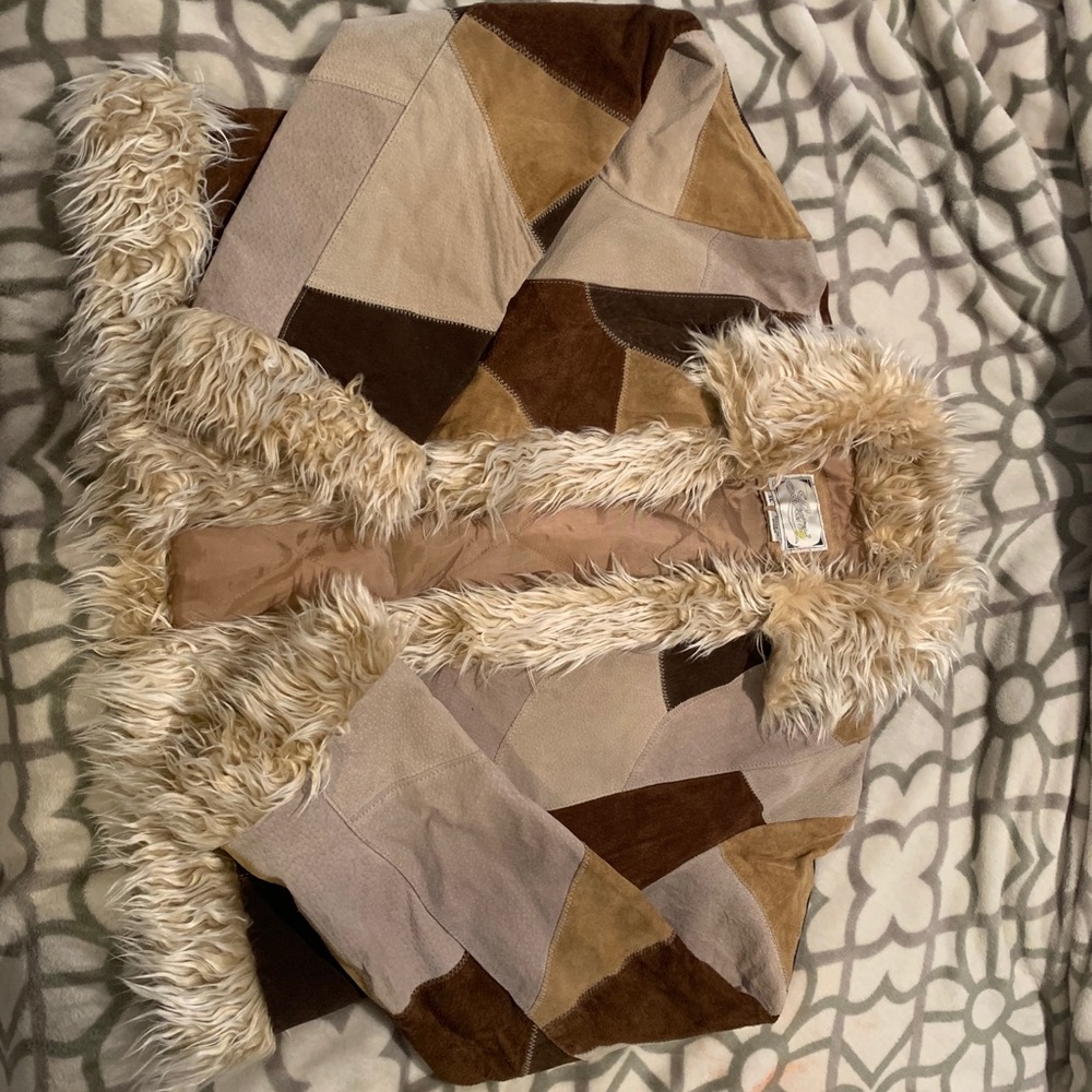 VINTAGE Learsi Suede Jacket With Faux Fur Trim